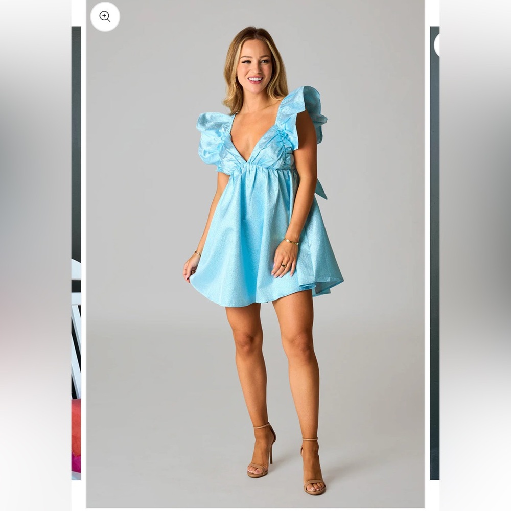 Blue Ruffled Mini Dress- Buddy Love
